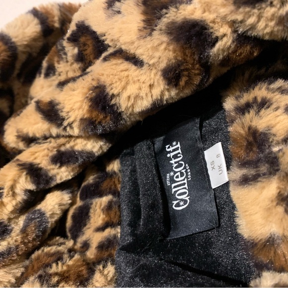 Collectif - Black velvet and leopard print faux fur coat - Picture 2 of 6
